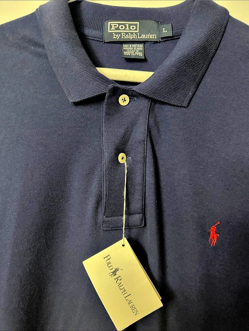 VTG/NWT DEADSTOCK Polo Ralph Lauren Navy Polo Shirt Made in No. Mariana Islands